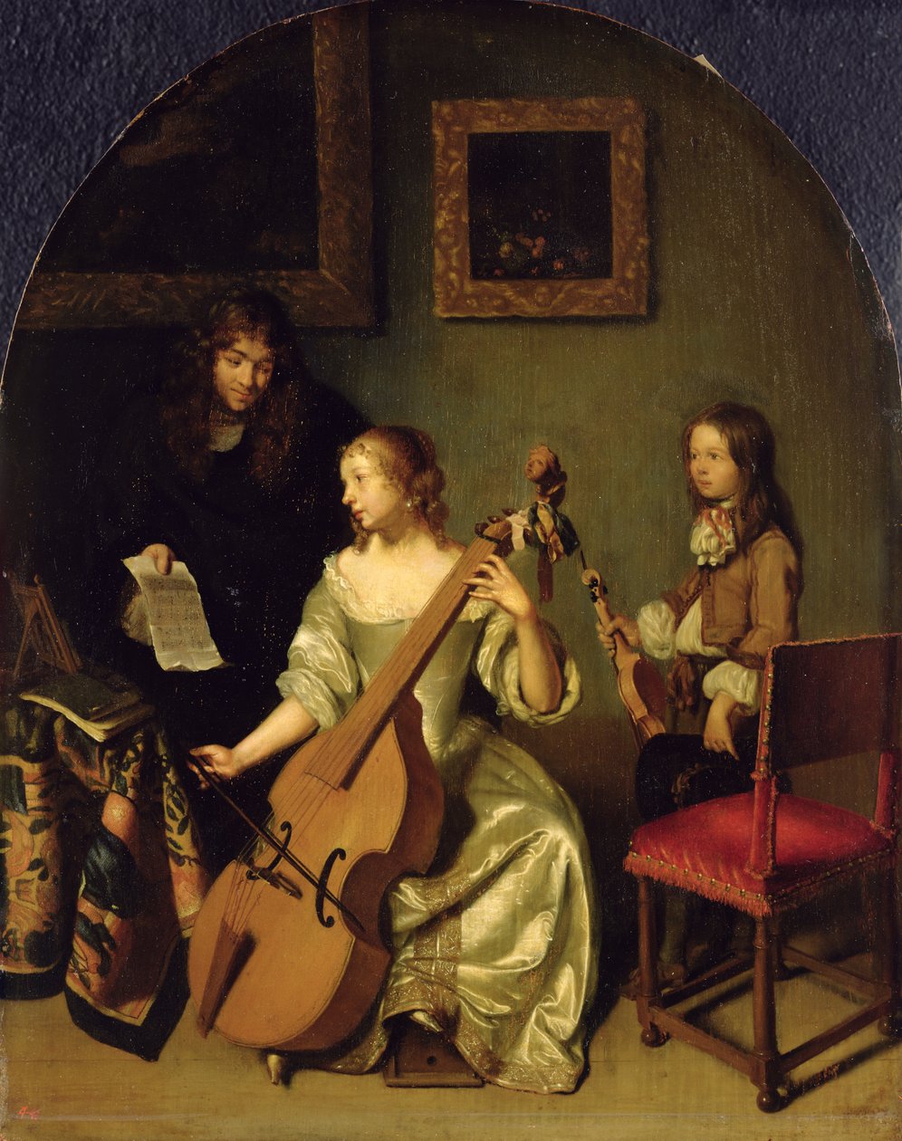 Der Bassviolenspieler, 1665 von Caspar Netscher