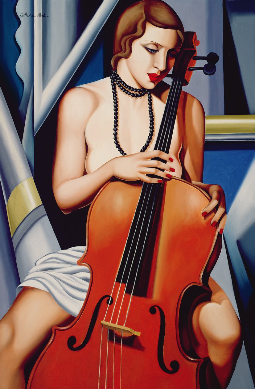 Frau mit Cello von Catherine Abel