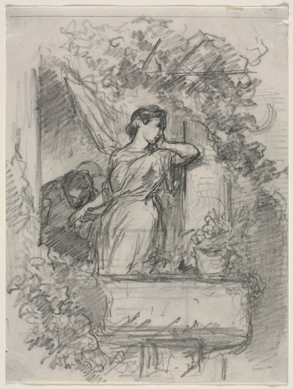 Auf dem Balkon von Celestin Francois Nanteuil