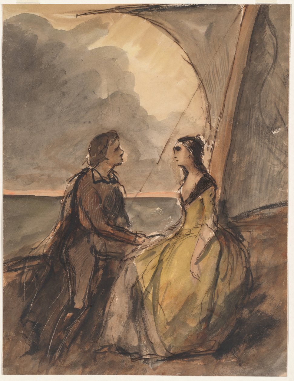 Sitzender Mann und Frau von Celestin Francois Nanteuil