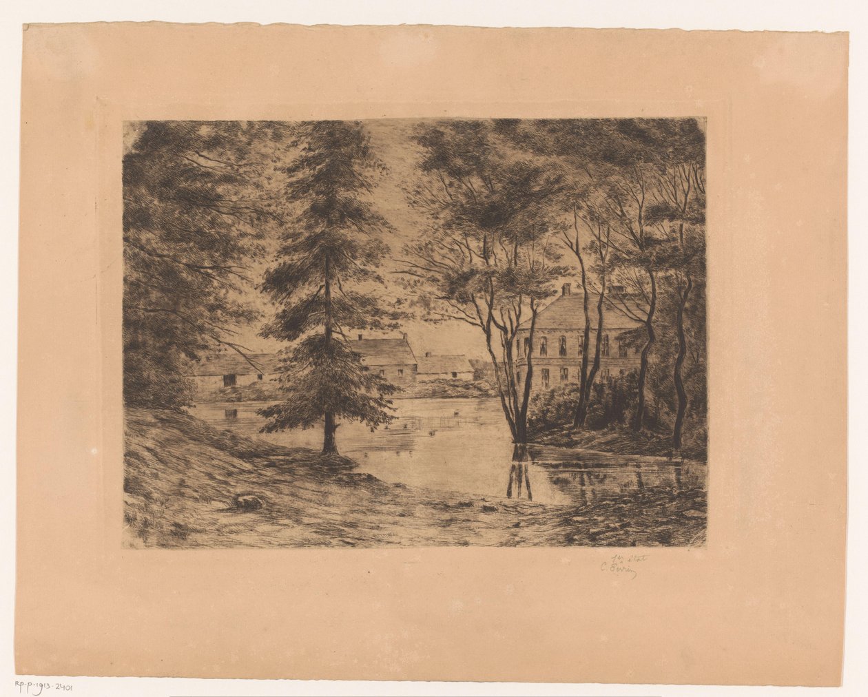 Ansicht von Schloss Ghlin von Ch. Perrin (signed by artist)