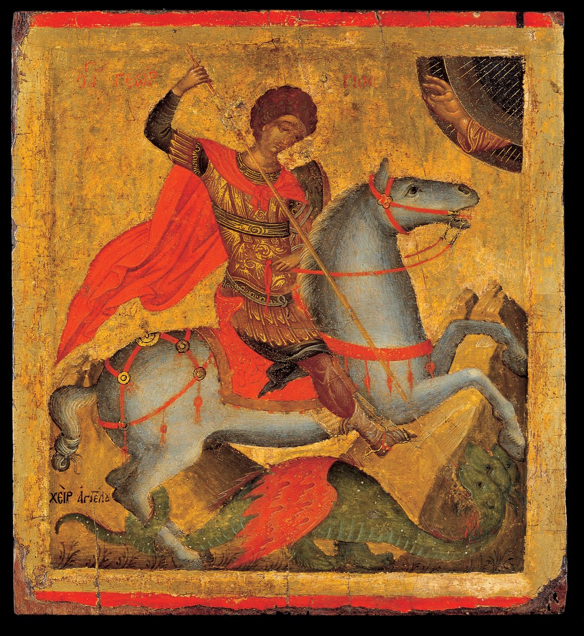 St. Georg zu Pferd, den Drachen tötend von Chanter Angelos Akotandos