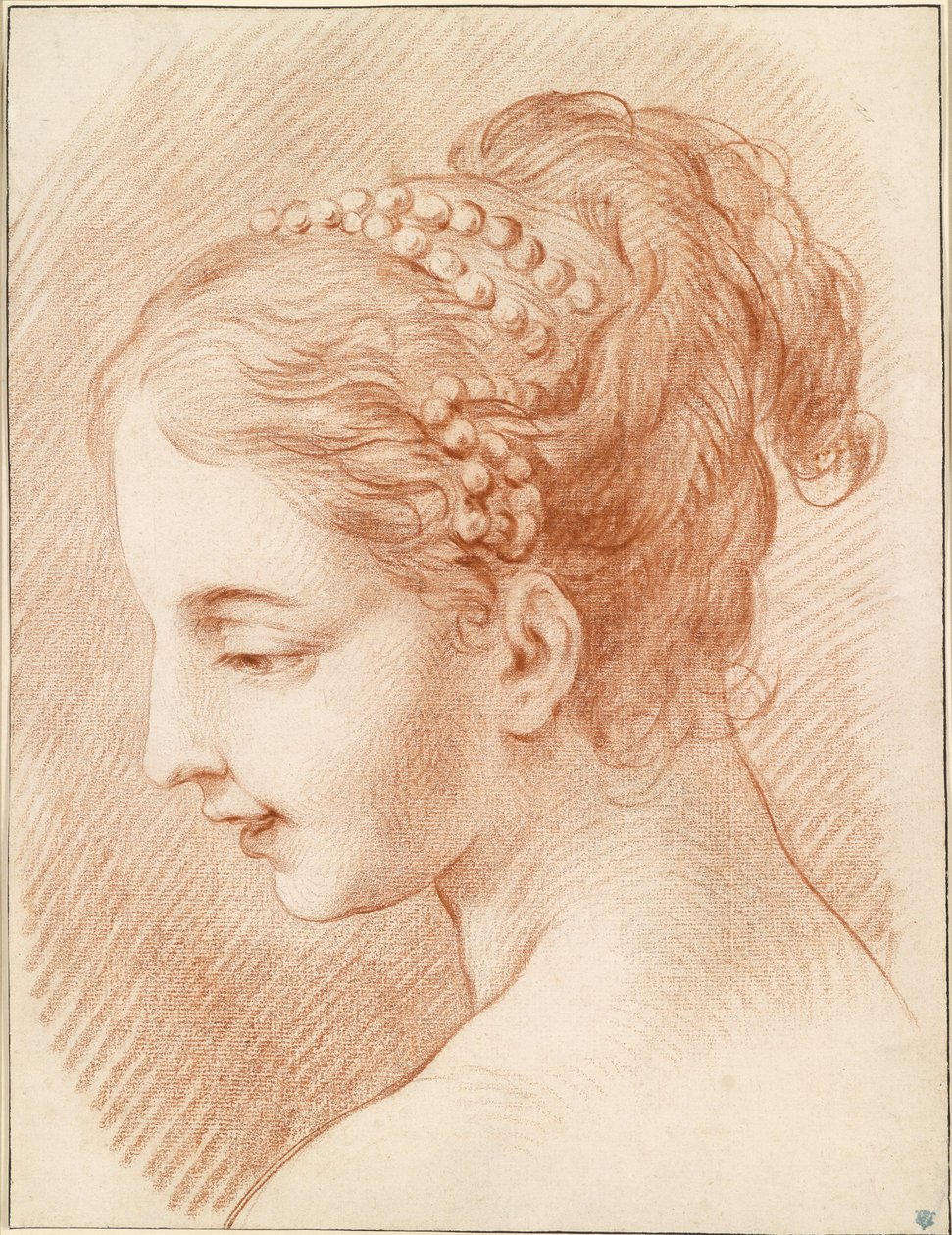 Kopf einer jungen Frau im Profil nach links von Charles André van Loo