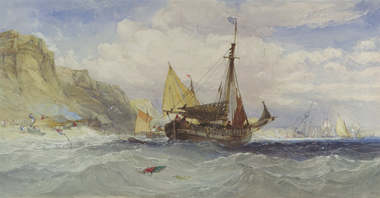 Fischerboote vor der Isle of Wight von Charles Bentley
