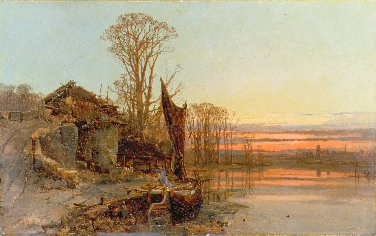 Landschaft mit einer Ruine bei Sonnenuntergang, 1898 von Charles Branwhite