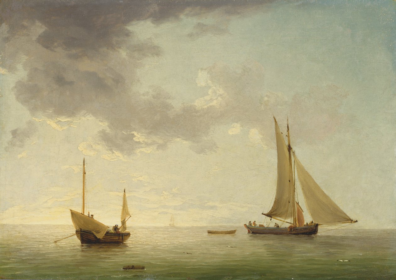 Ein Lugger und ein Smack bei leichtem Wind von Charles Brooking