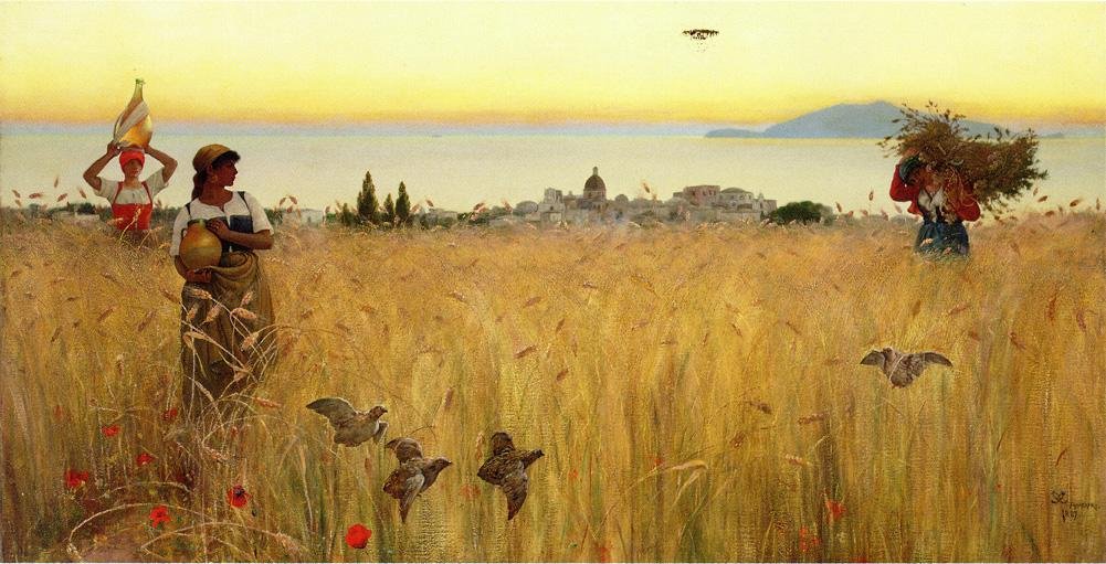 Frauen in den Weizenfeldern, Anacapri von Charles Caryl Coleman