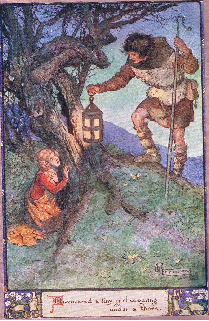 Entdeckte ein kleines Mädchen, das sich unter einem Dornbusch duckte von Charles Edmund Brock