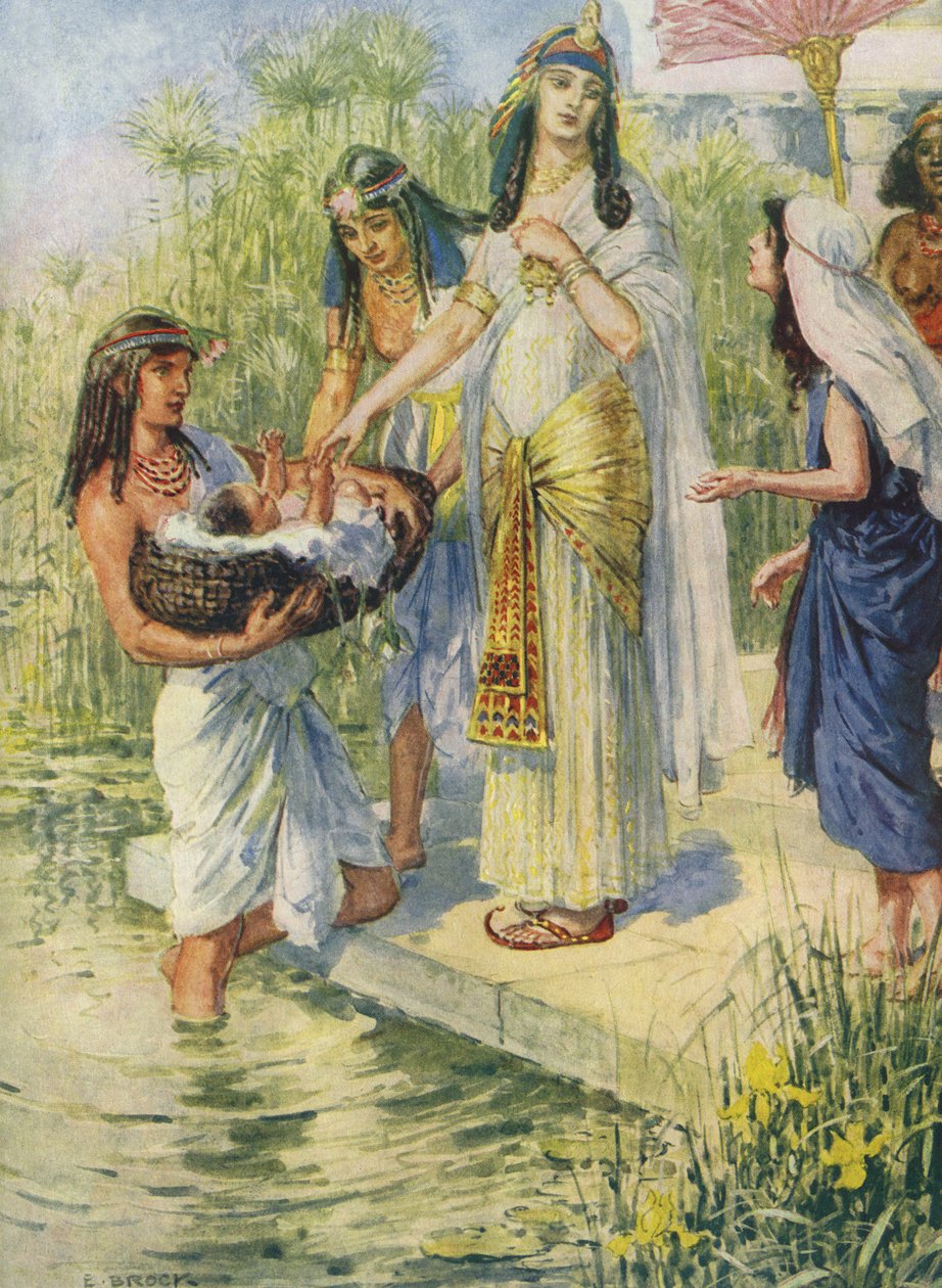 Pharaos Tochter findet Baby Moses von Charles Edmund Brock