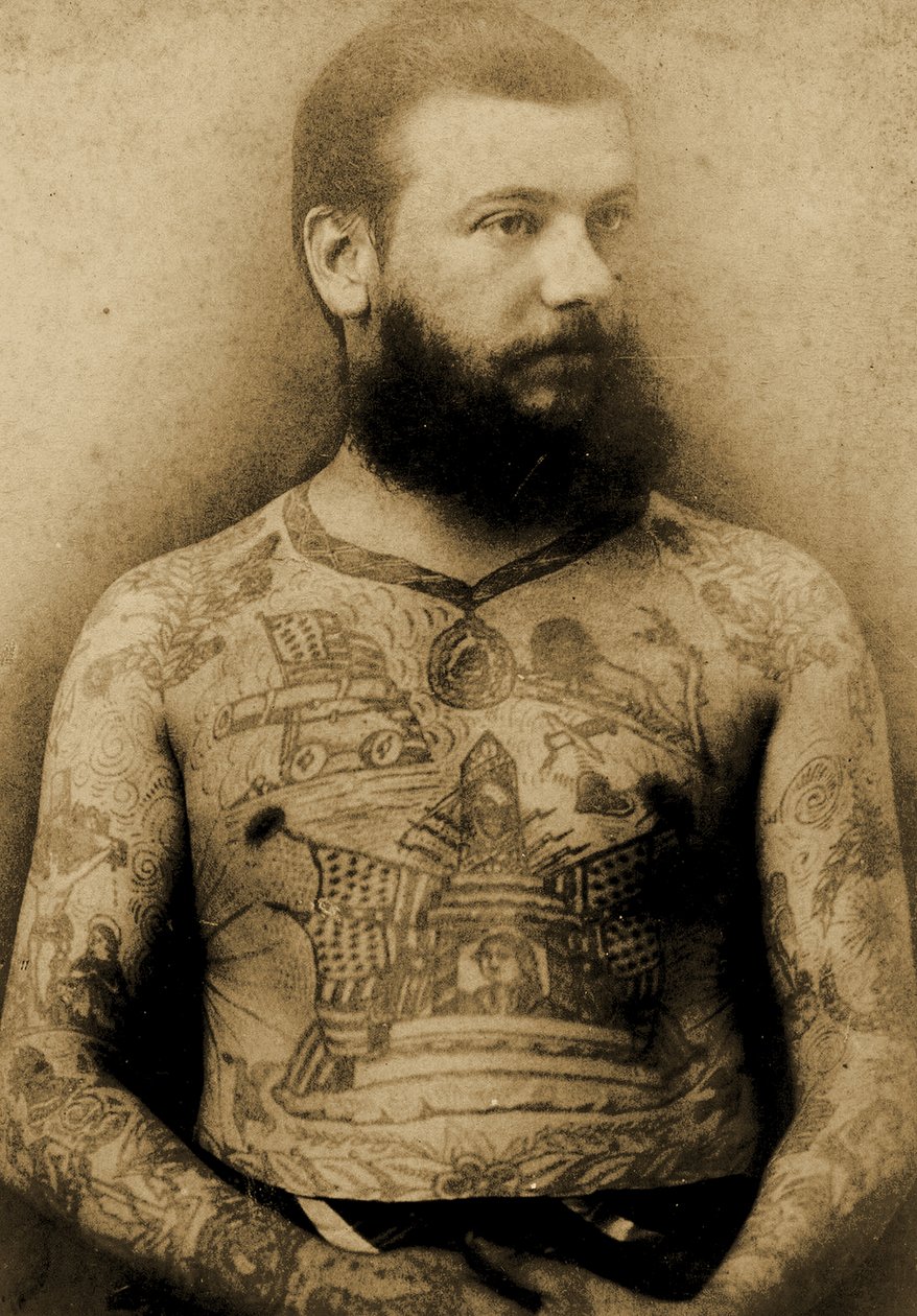 Porträt eines tätowierten Mannes, ca. 1900 von Charles Eisenmann
