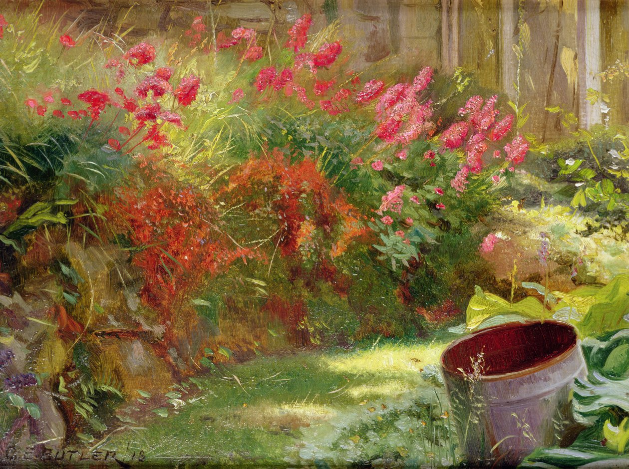 Ein sonnenbeschienener Garten, 1918 von Charles Ernest Butler