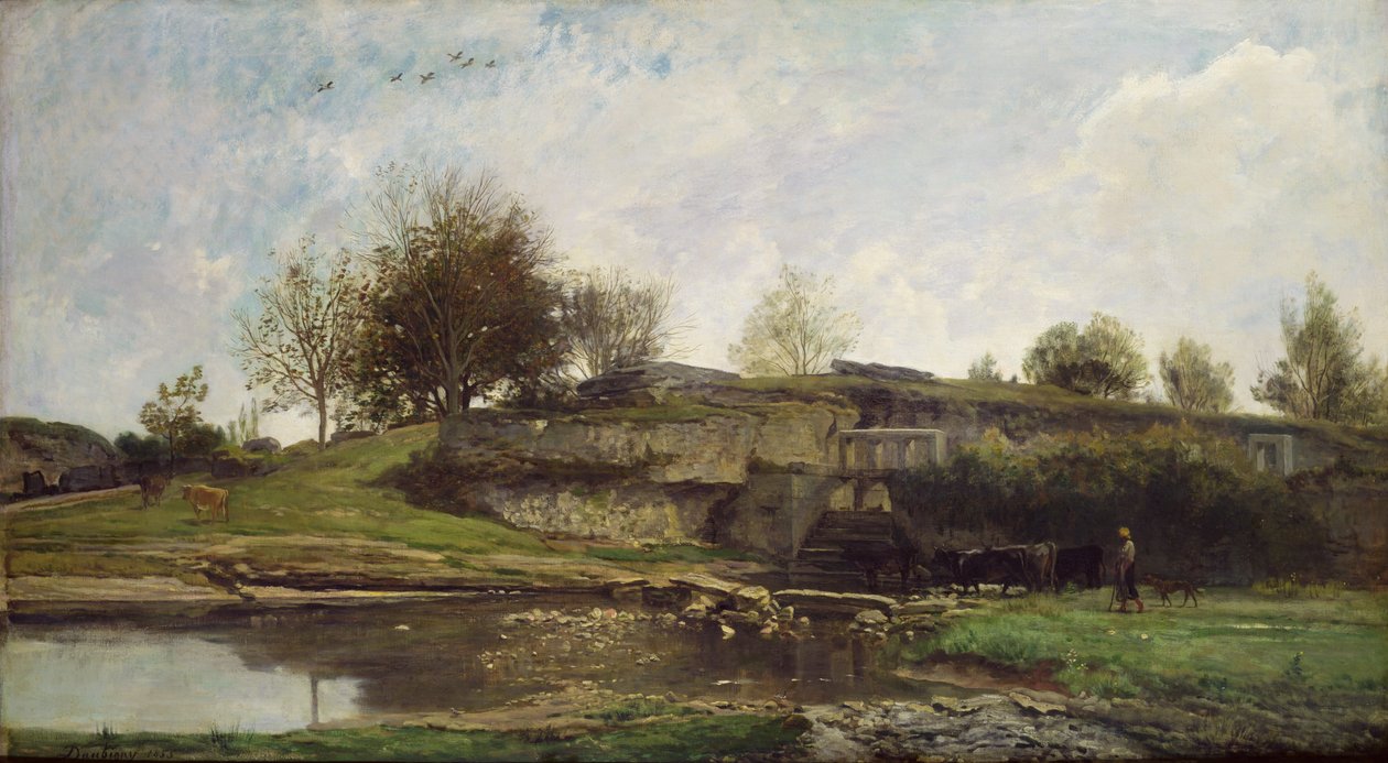 Die Schleuse bei Optevoz, 1855 von Charles Francois Daubigny