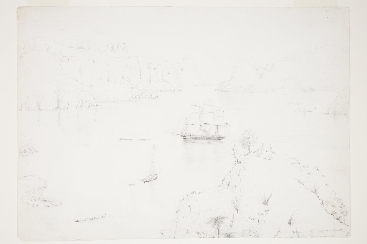 Eingang von Wangaroa, Norden. Die Szene des Boyd-Massakers von Charles Heaphy