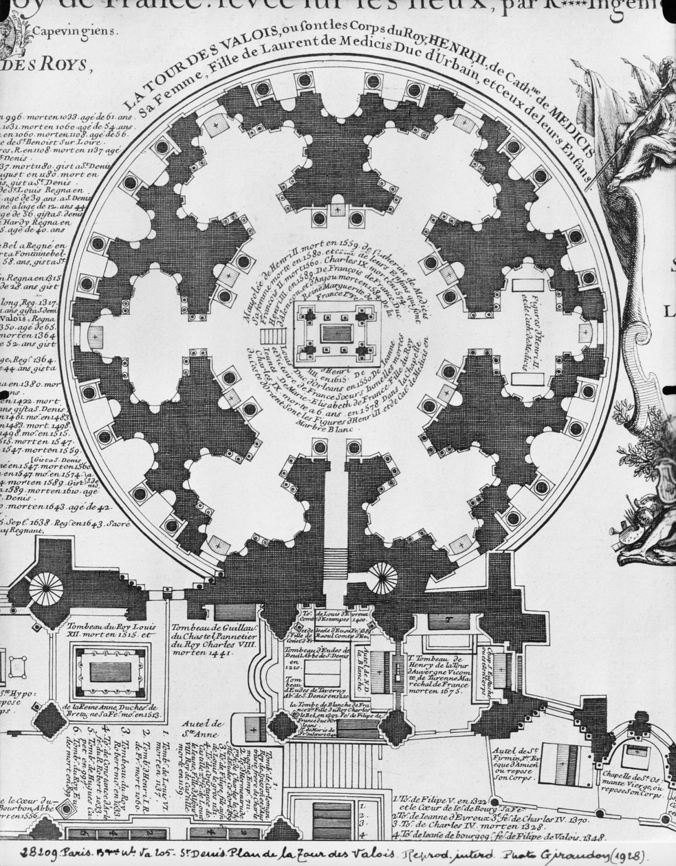 Basilika Saint-Denis, Plan des Valois-Turms, 1705 von Charles Inselin