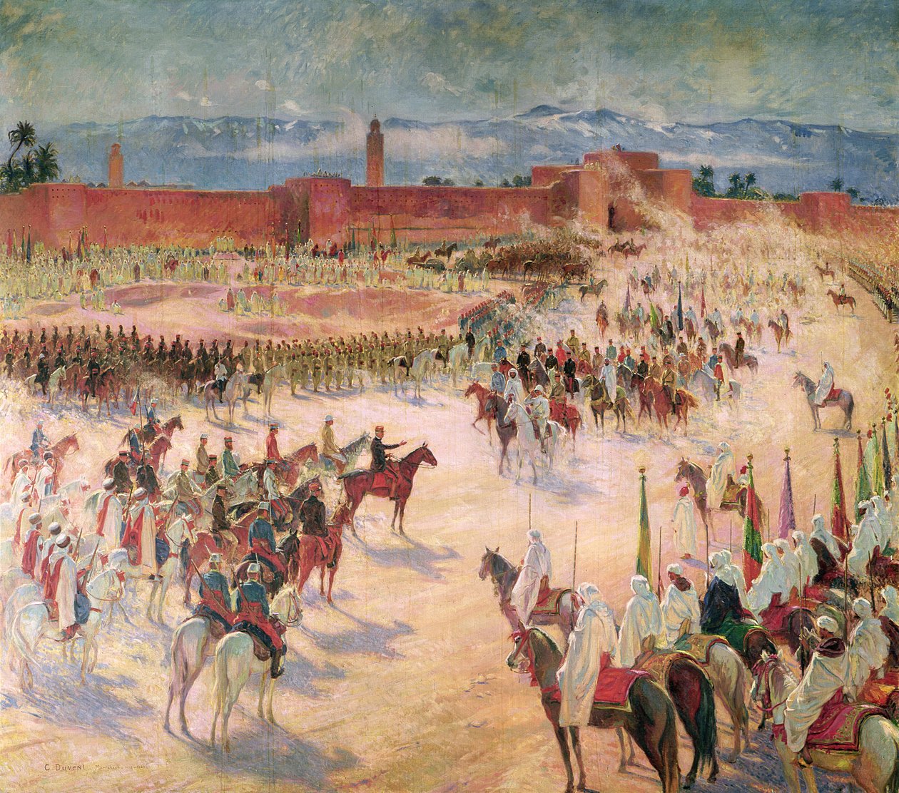 Der Einzug von General Lyautey (1854-1934) und General Mangin (1862-1925) in Marrakesch im Jahr 1912, 1915 von Charles Jules Duvent