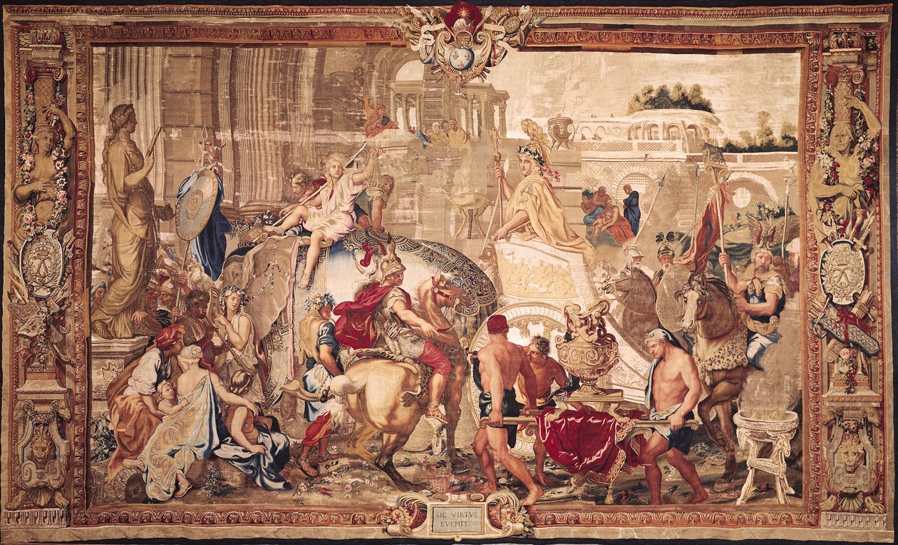 Der Einzug Alexanders III. (356-323 v. Chr.) des Großen in Babylon, Gobelins-Werkstatt von Charles Le Brun