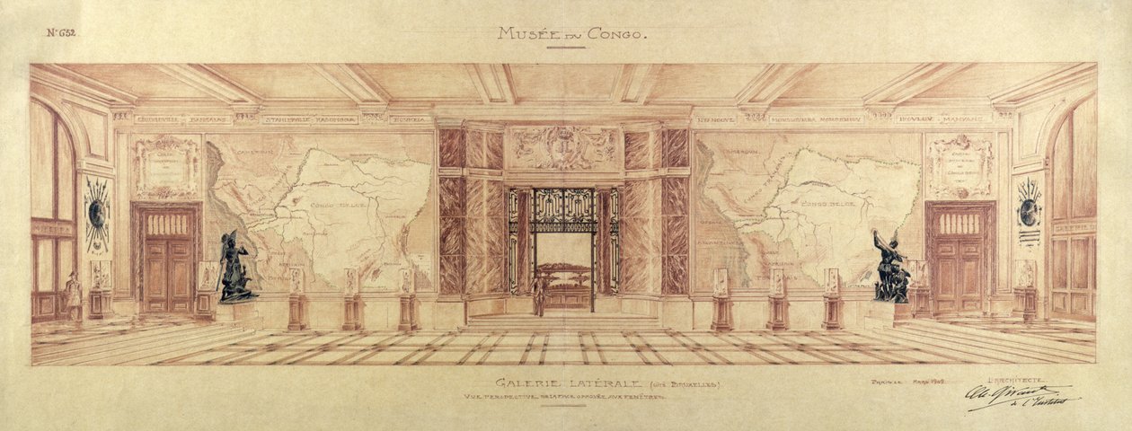Seitengalerie des Musée du Congo in Tervueren, 1909 von Charles Louis Girault