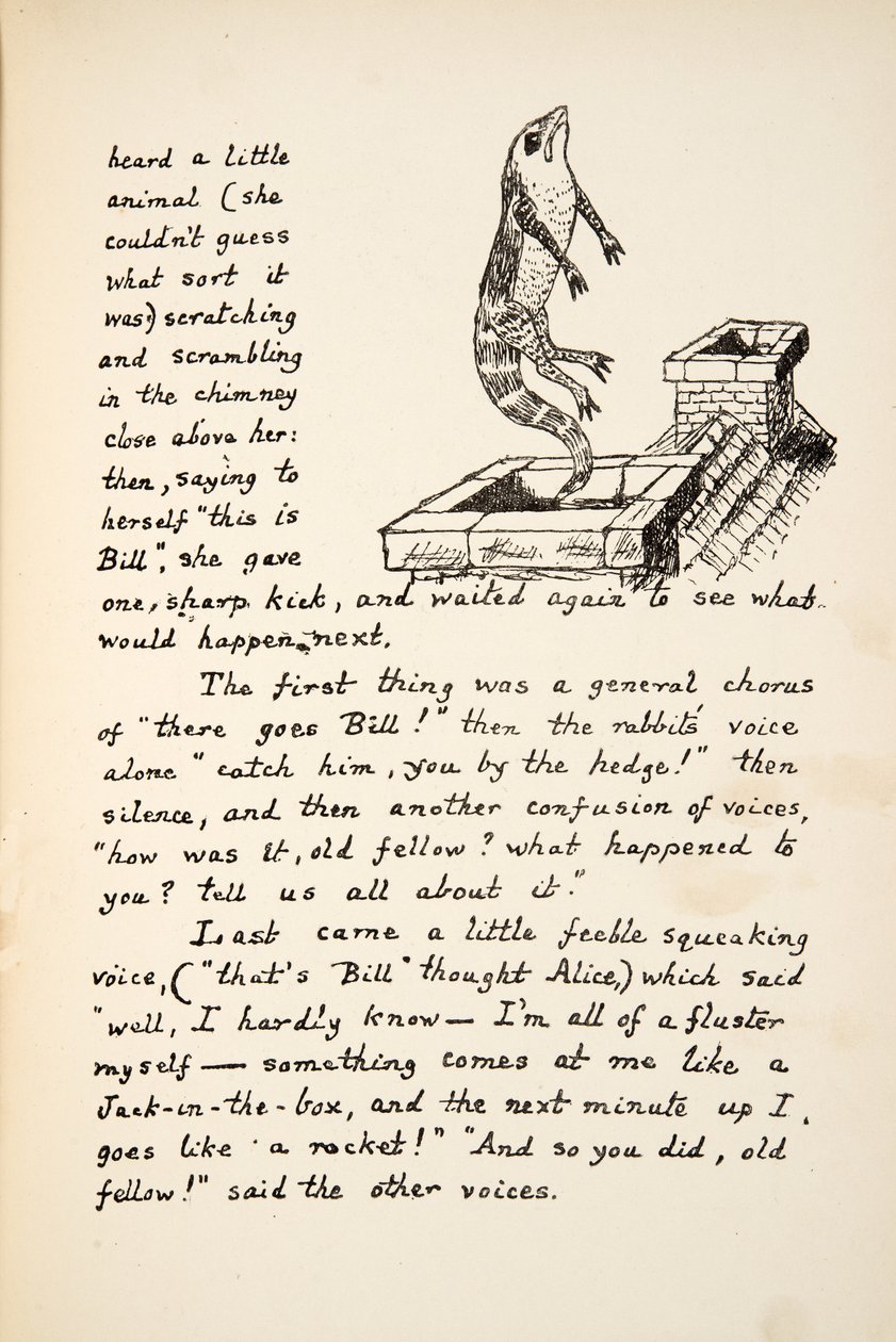 Da geht Bill, Illustration aus Alice unter der Erde, veröffentlicht 1886 von Charles Lutwidge Dodgson