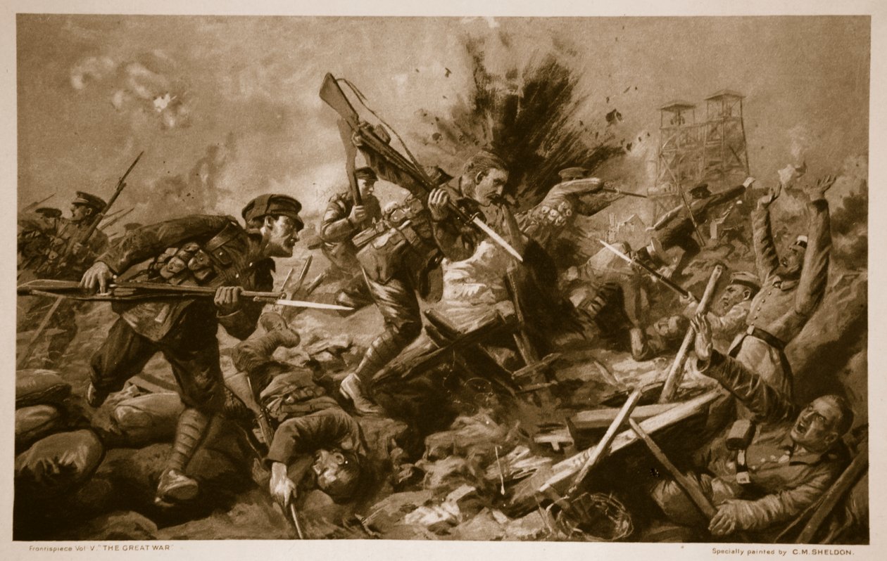 Durchbruch durch die deutschen Schützengräben bei Loos, 25. September 1915, 1914-19 von Charles Mills Sheldon