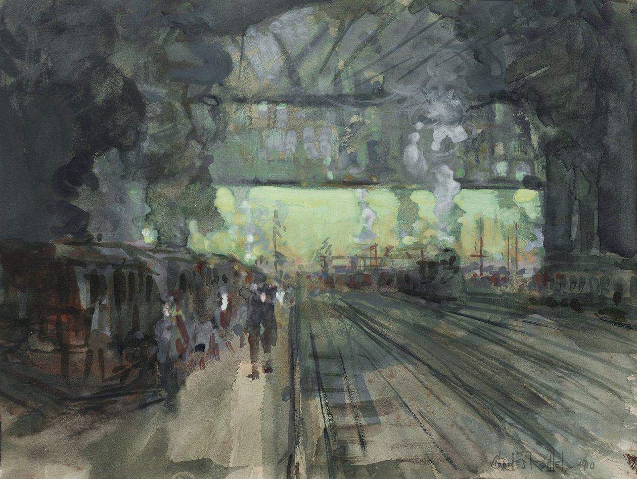 Winterabend in den Bahnhöfen, 1910 von Charles P. Reiffel