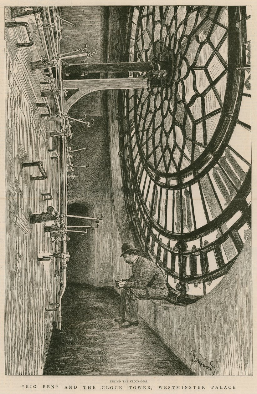 Hinter dem Zifferblatt, Big Ben und der Uhrturm, Westminster Palace von Charles Paul Renouard