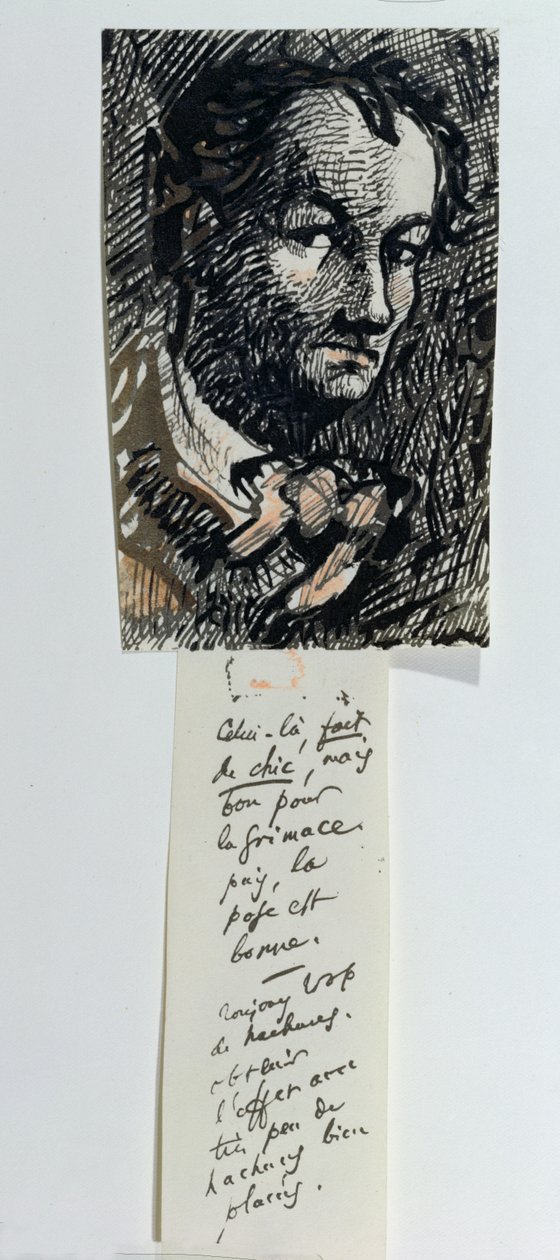 Selbstporträt mit Inschrift von Charles Pierre Baudelaire
