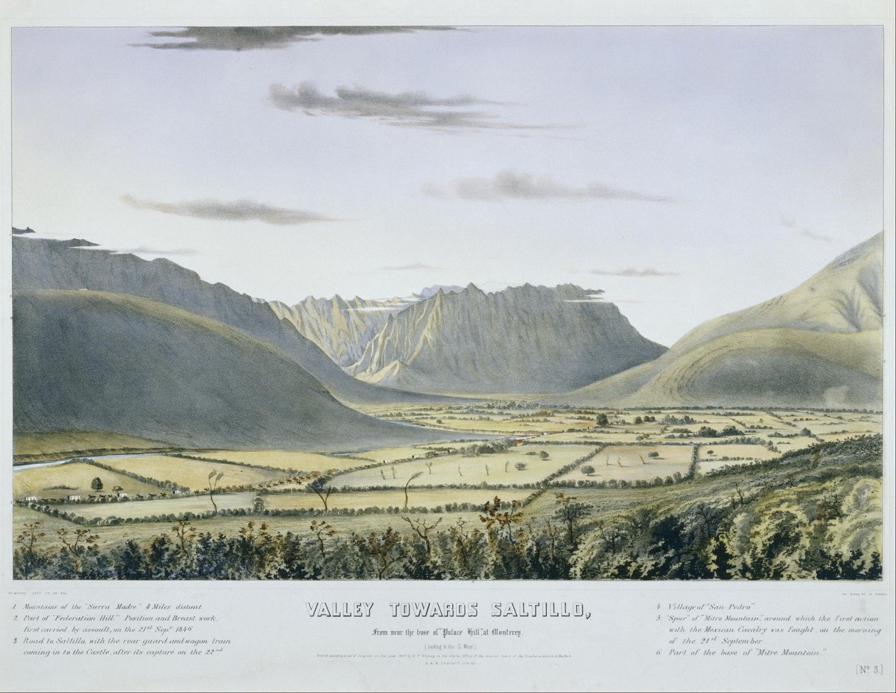 Tal in Richtung Saltillo, von der Basis des Palasthügels bei Monterey. (Blick nach Südwesten) von Charles Parsons
