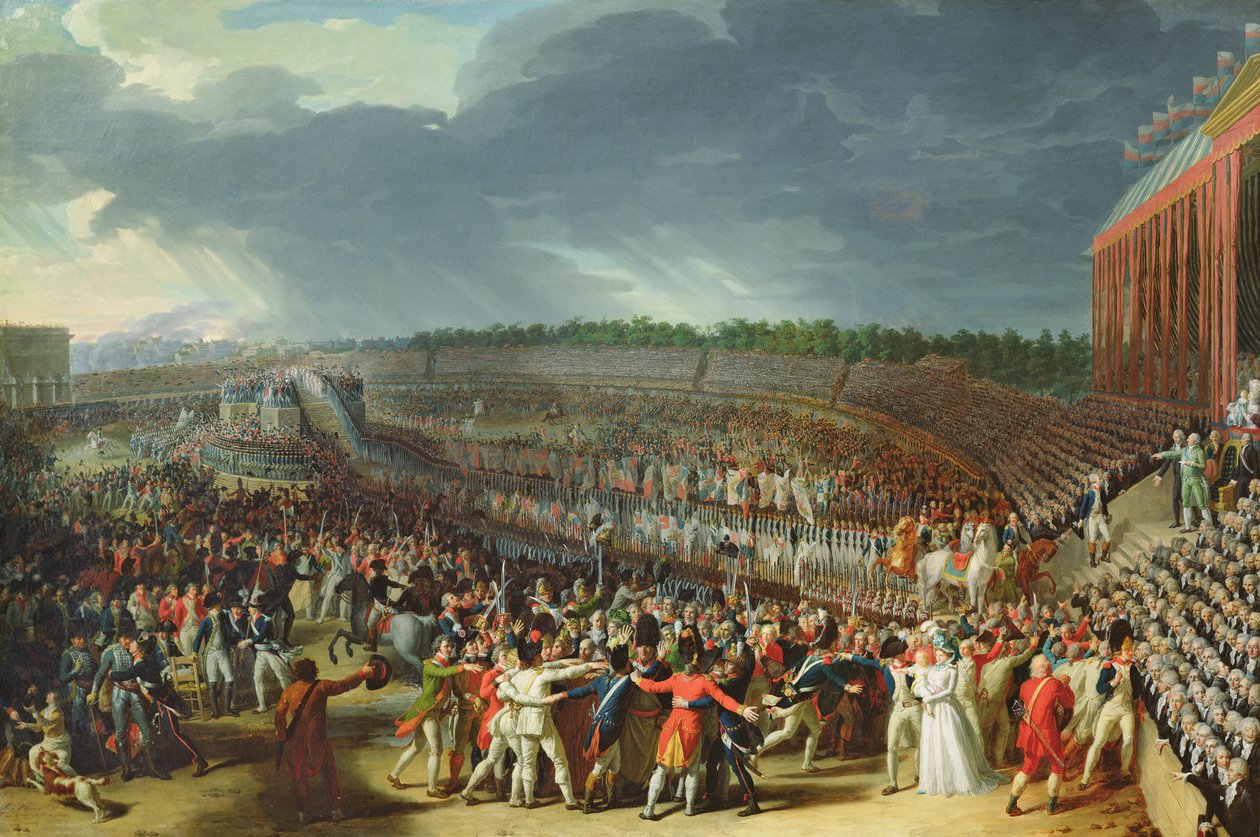 Die Feier der Föderation, Champs de Mars, Paris, 14. Juli 1790 von Charles Thevenin