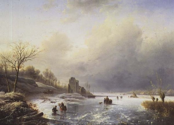 Winterszene von Charles Henri Joseph Leickert
