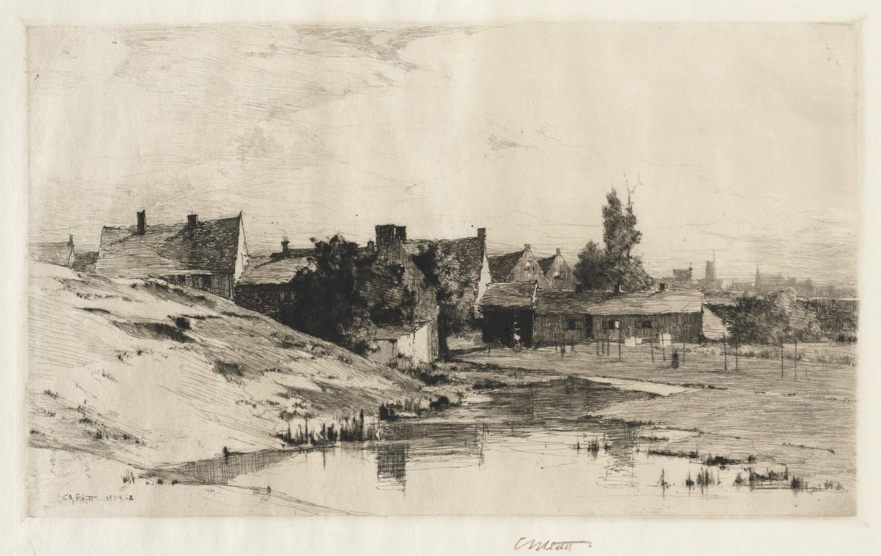 Alte Häuser in der Nähe von Brügge, 1884-1888 von Charles Adams Platt