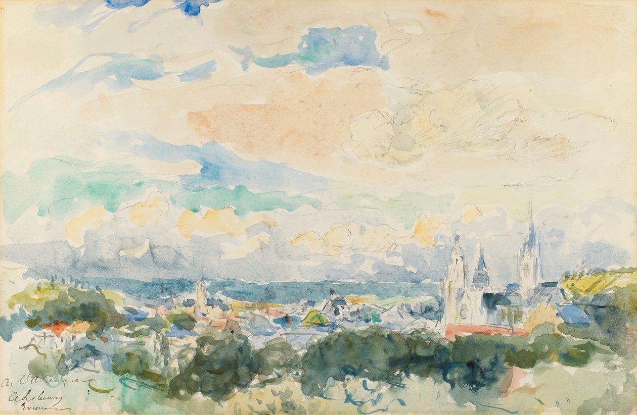 Skizze eines Dorfes von Charles Albert Lebourg