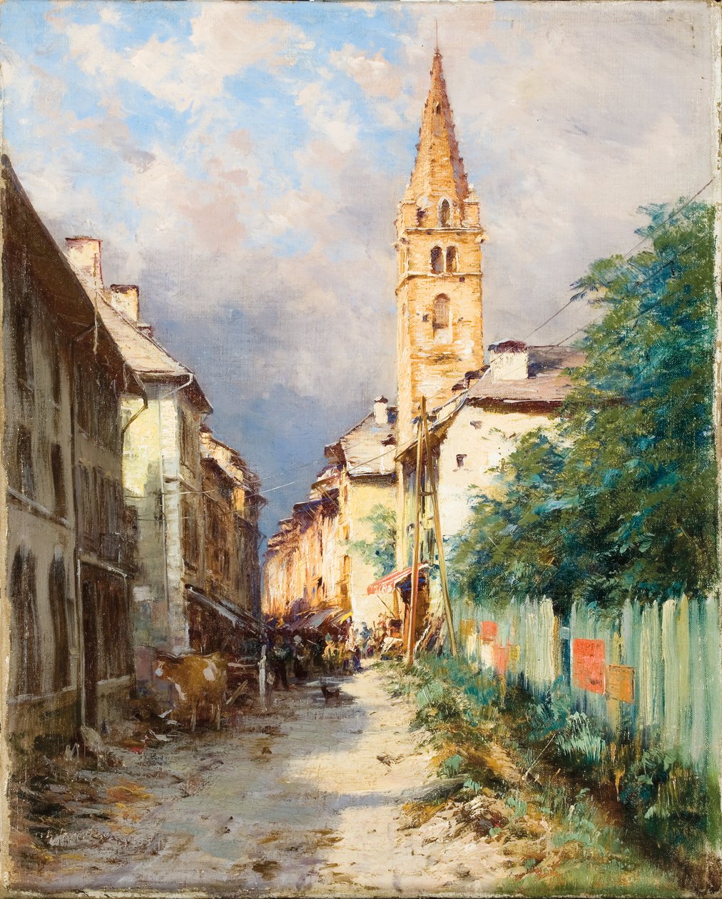 Straße in Barcelonette von Charles Alexandre Bertier