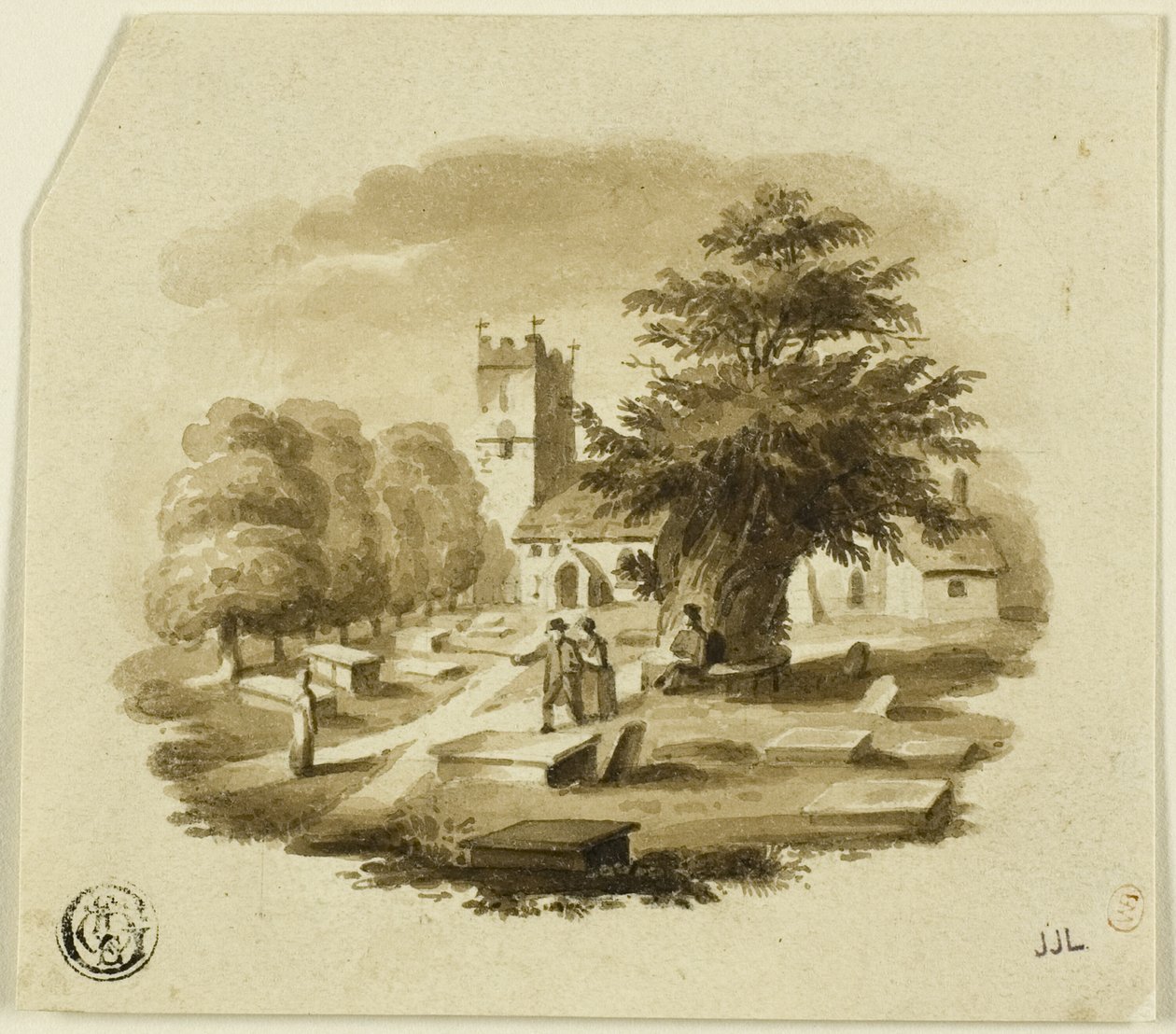 Figuren auf dem Friedhof in der Nähe der Kirche von Charles Alfred Stothard