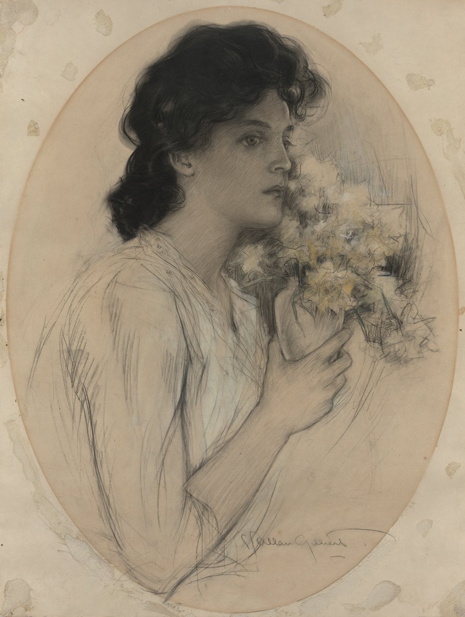 Mädchen mit Blumen von Charles Allan Gilbert