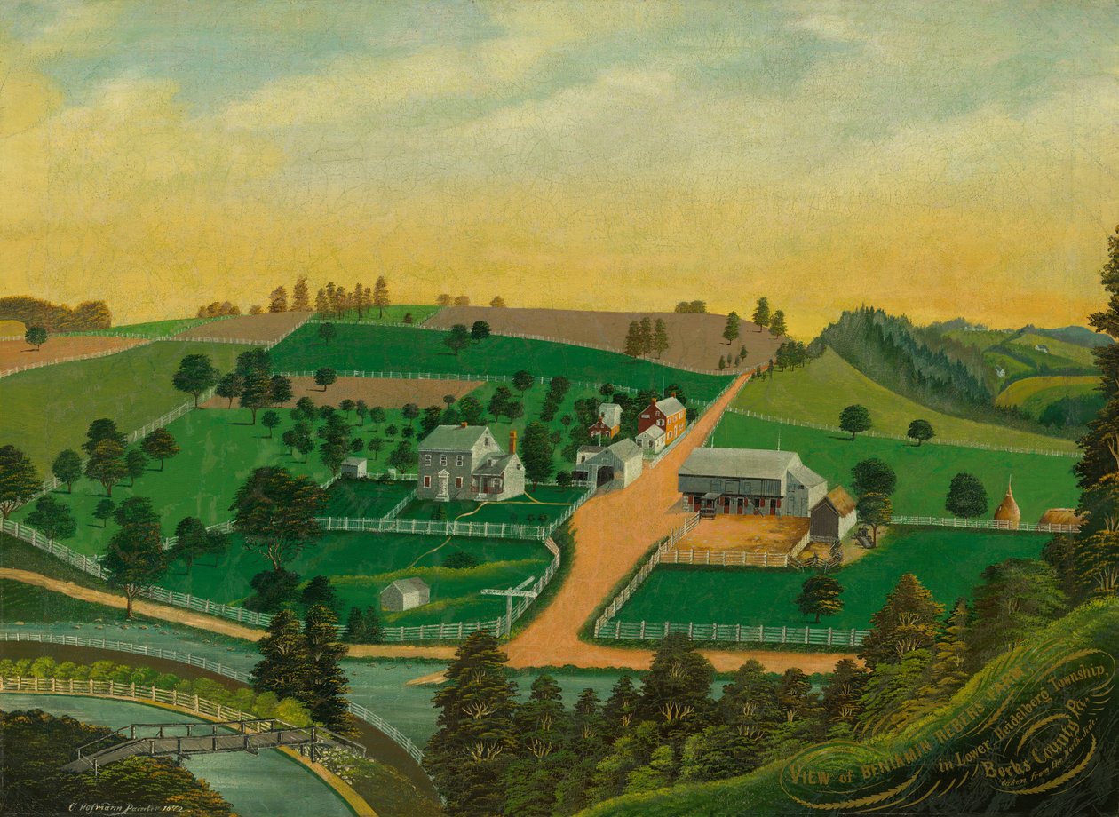 Ansicht der Farm von Benjamin Reber, 1872 von Charles C. Hofmann