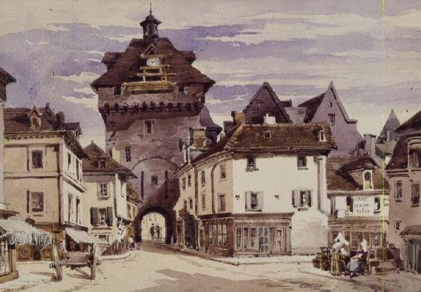 Straßenszene in Loches, Frankreich von Charles Claude Pyne