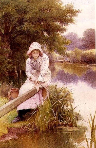 Mädchen beim Angeln von Charles Edward Wilson