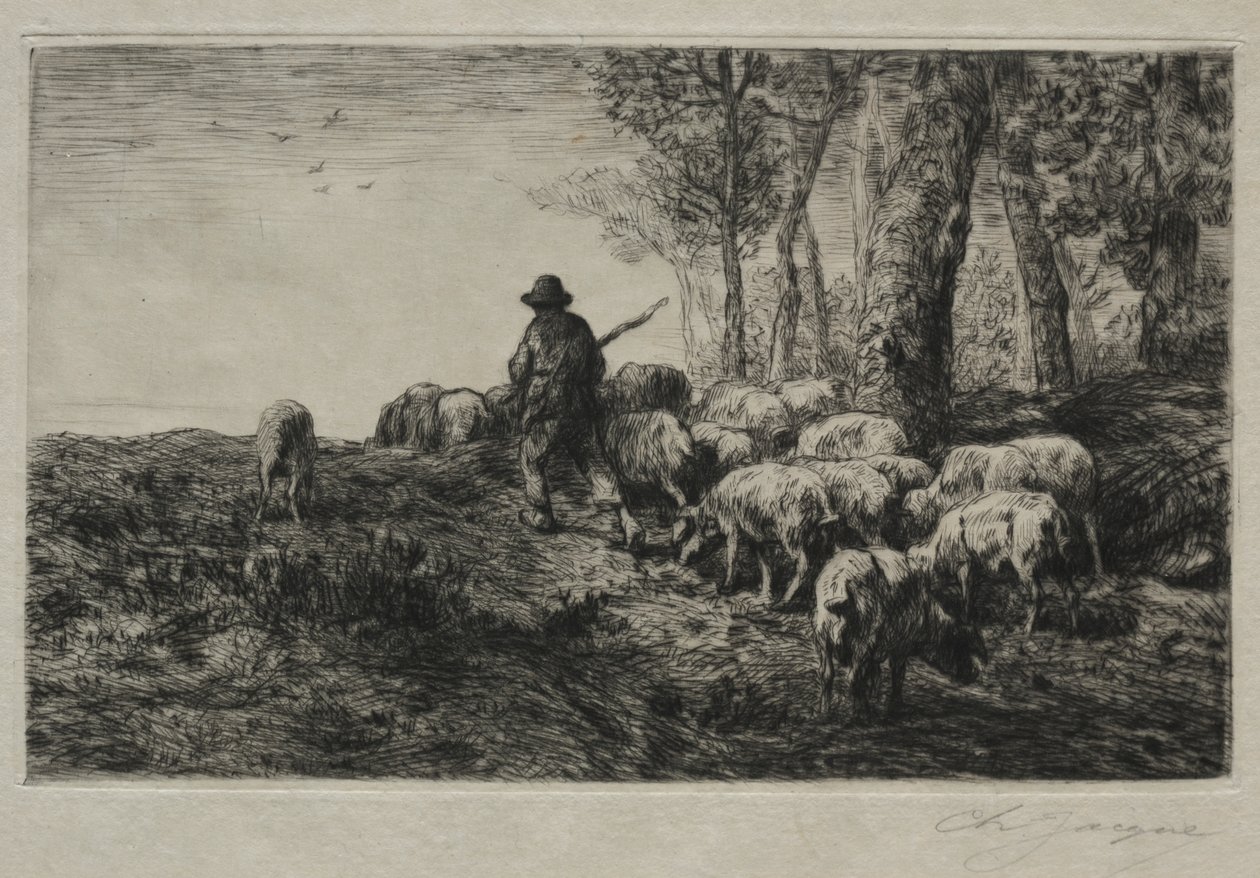 Eine Schweineherde von Charles Emile Jacque