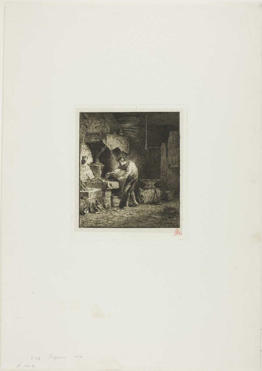 Schmied nach links gewandt von Charles Emile Jacque