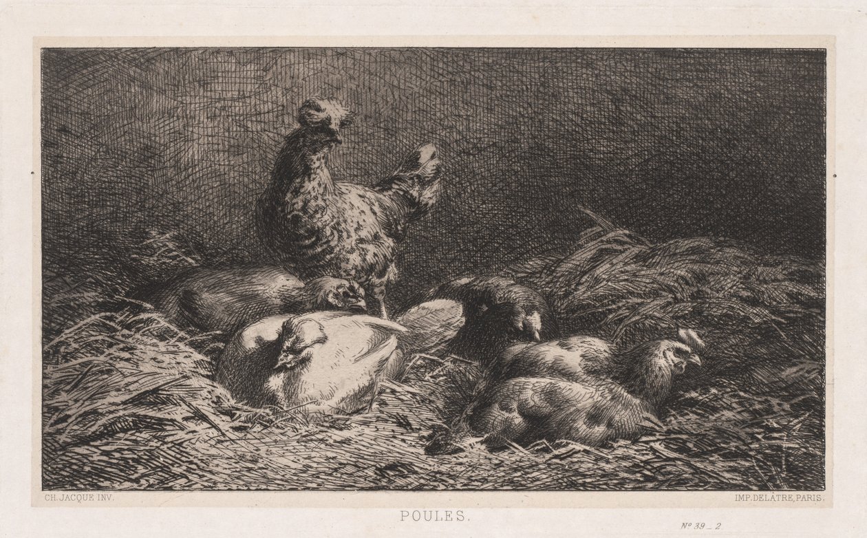 Hühner Poutes, 1867 von Charles Emile Jacque