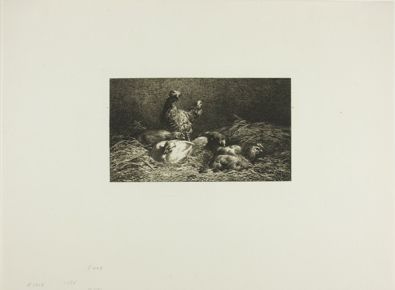 Hühner in ihrem Stall von Charles Emile Jacque