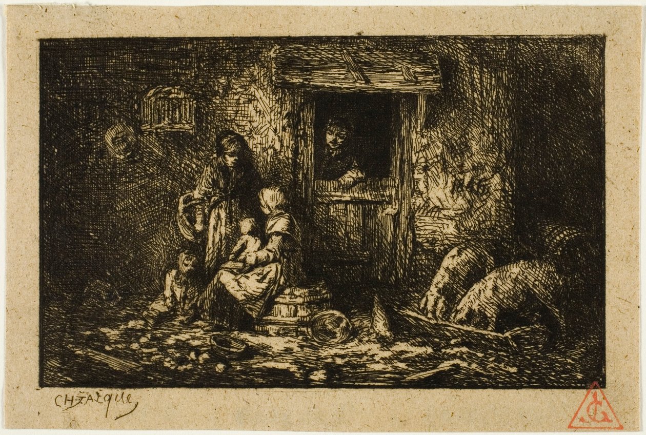 Türöffnung eines Bauernhauses von Charles Emile Jacque