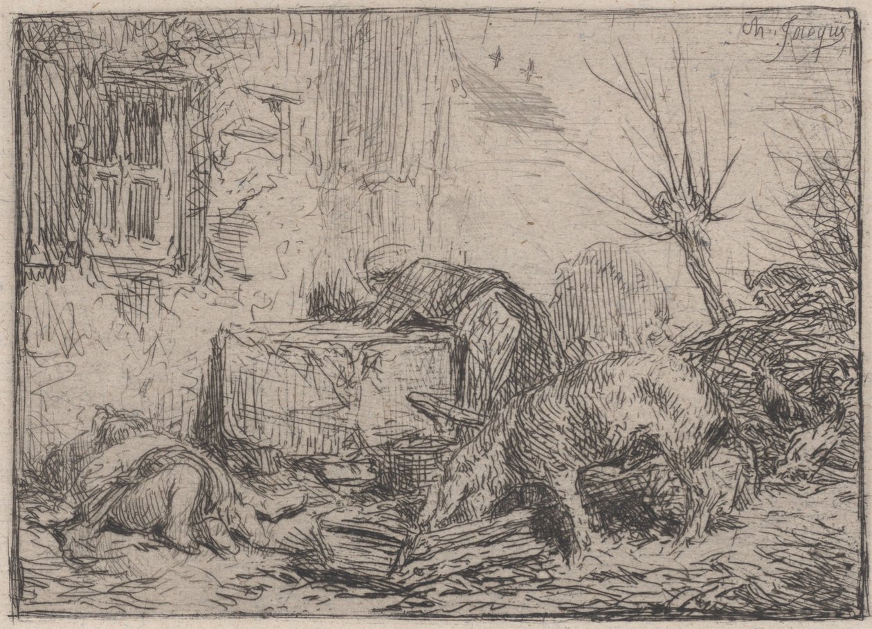 Bauernhof, ca. 1845 von Charles Emile Jacque