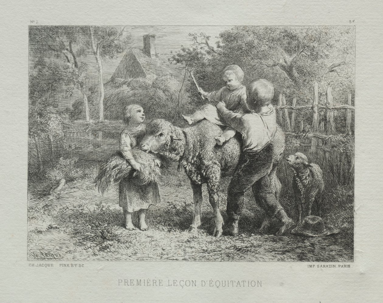 Erste Reitstunde von Charles Emile Jacque