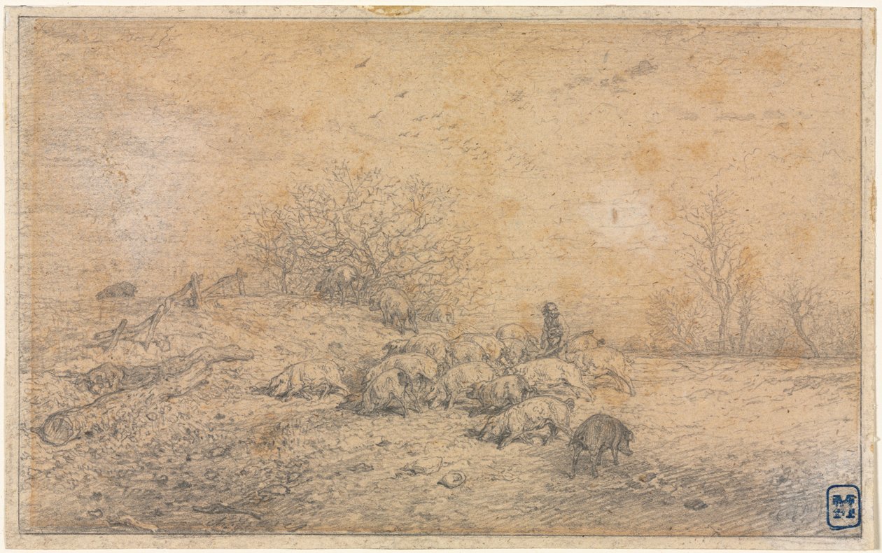 Schweineherde, um 1845 von Charles Emile Jacque