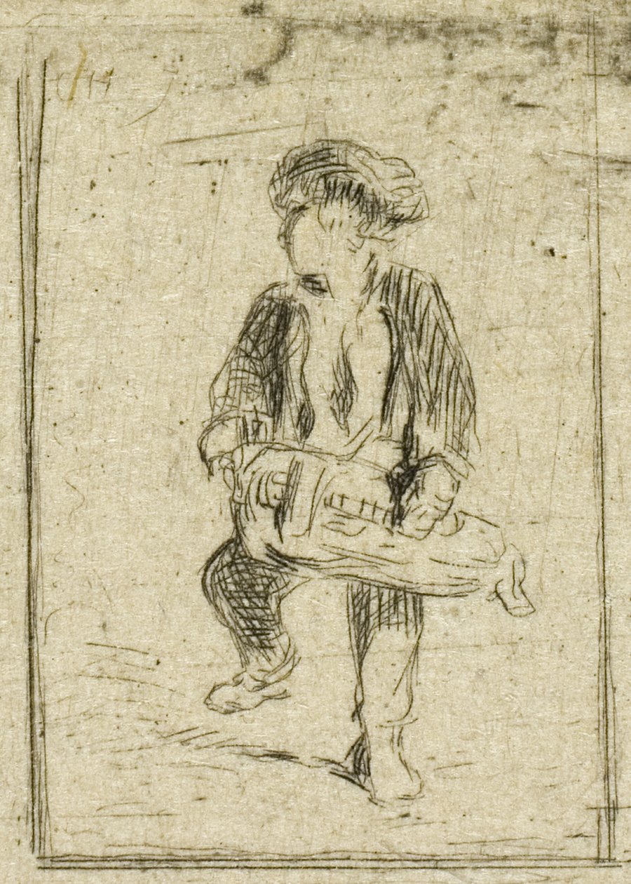 Drehleierspieler von Charles Emile Jacque