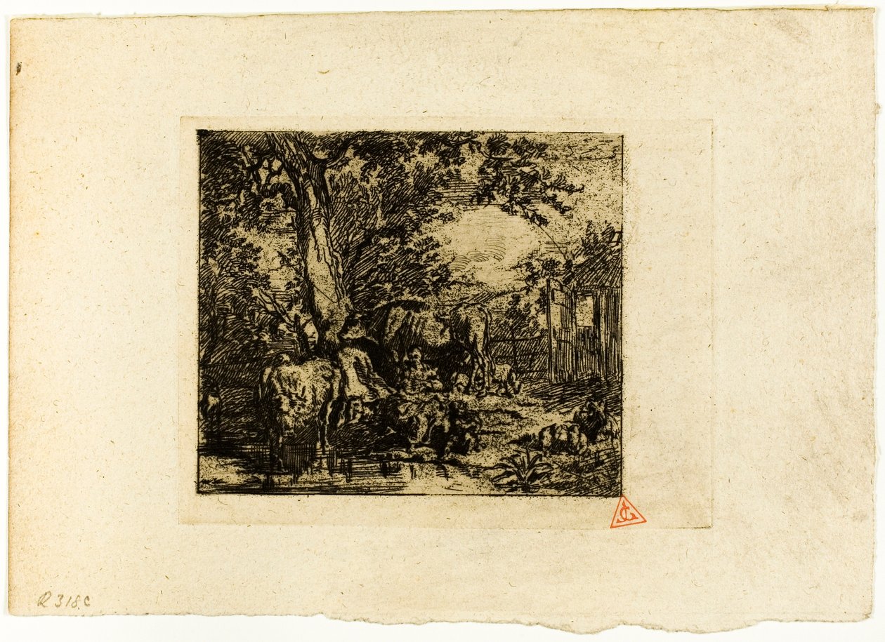 Landschaft mit Tieren von Charles Emile Jacque