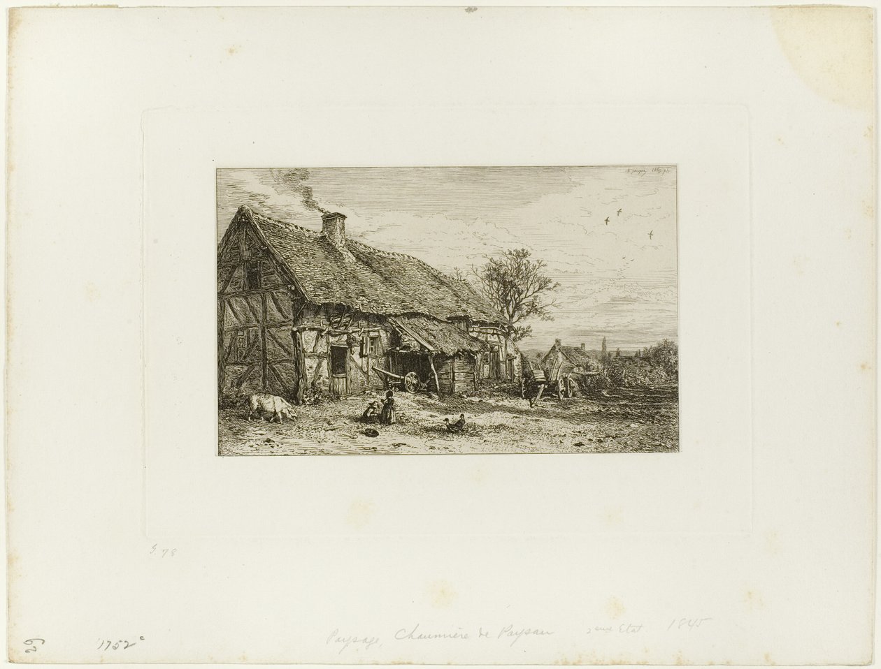 Landschaft mit Bauernhaus von Charles Emile Jacque