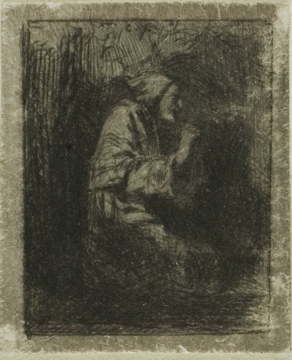 Mönch beim Gebet von Charles Emile Jacque