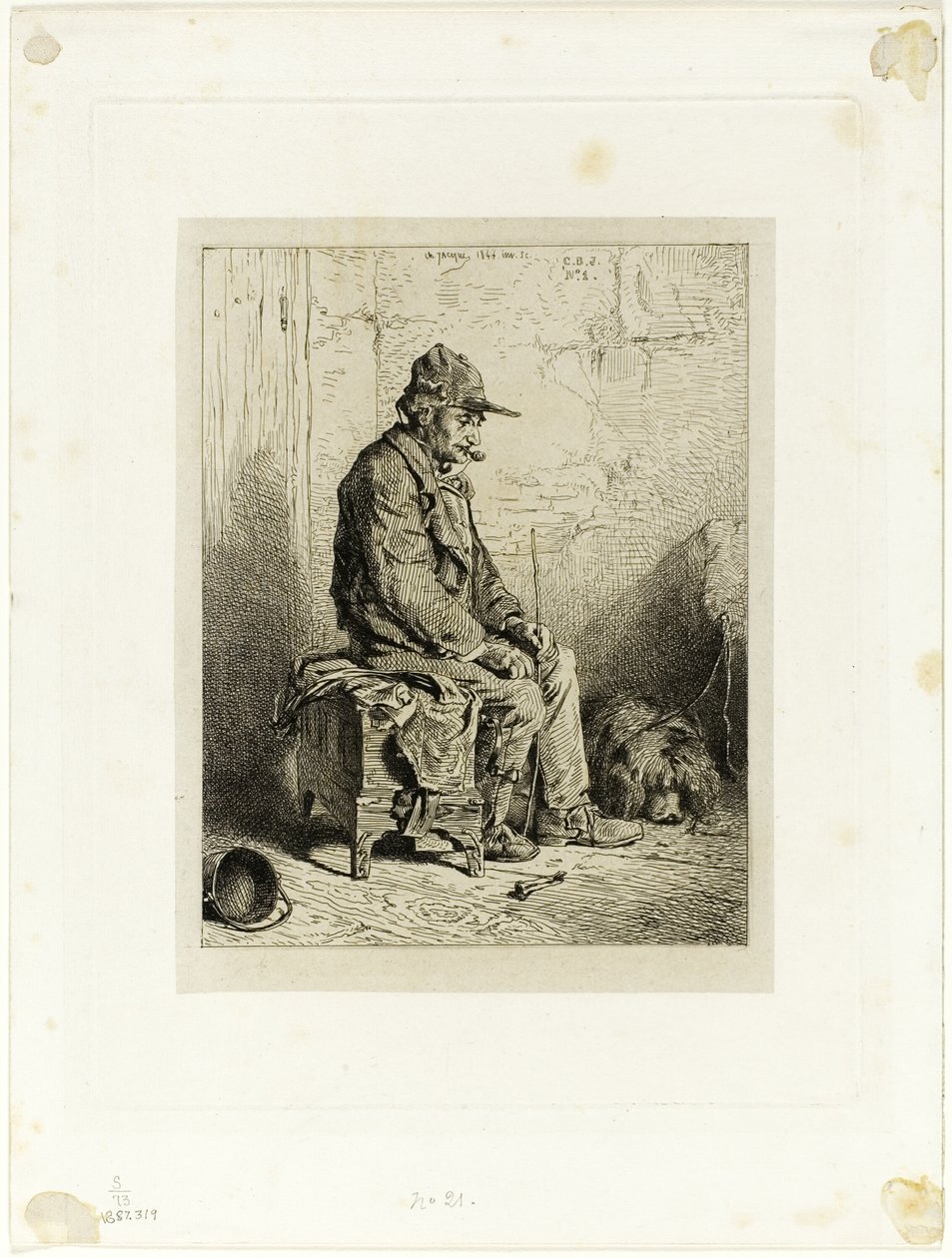 Leierkastenmann von Charles Emile Jacque